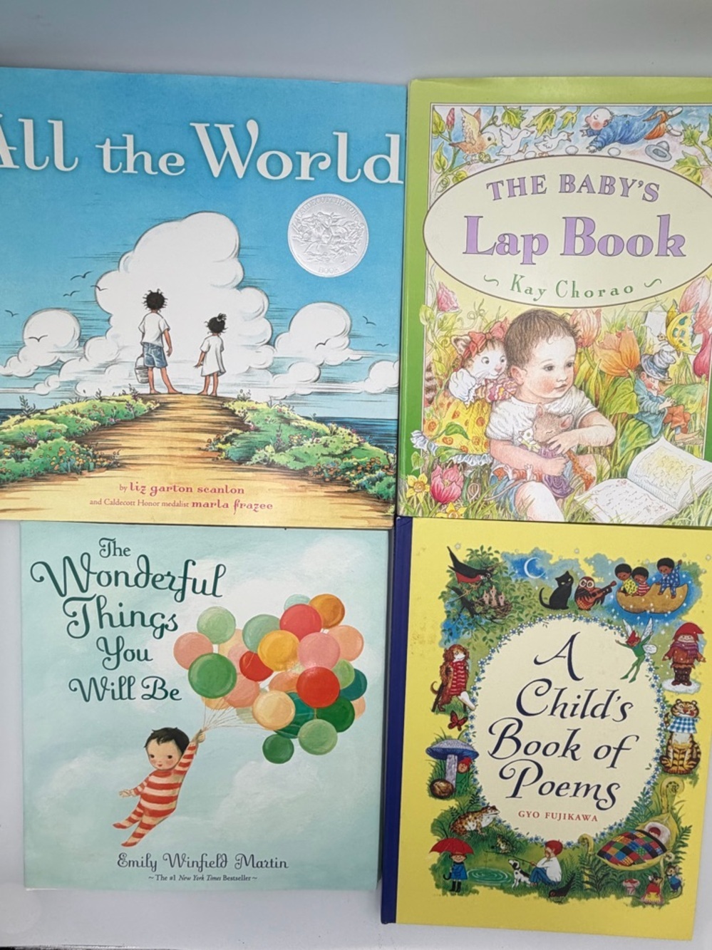 Children's Book Set - All the World & More - Blue, Green, Yellow, Cream